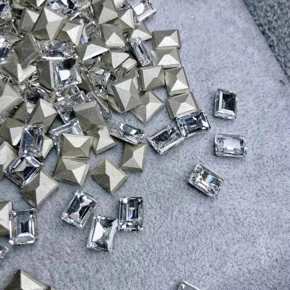 50Pcs 3D Pointed Square Nail Charms 6x8mm Rhinestone Gems Nail Art Charms PRIMED JZ86-1(50pcs)