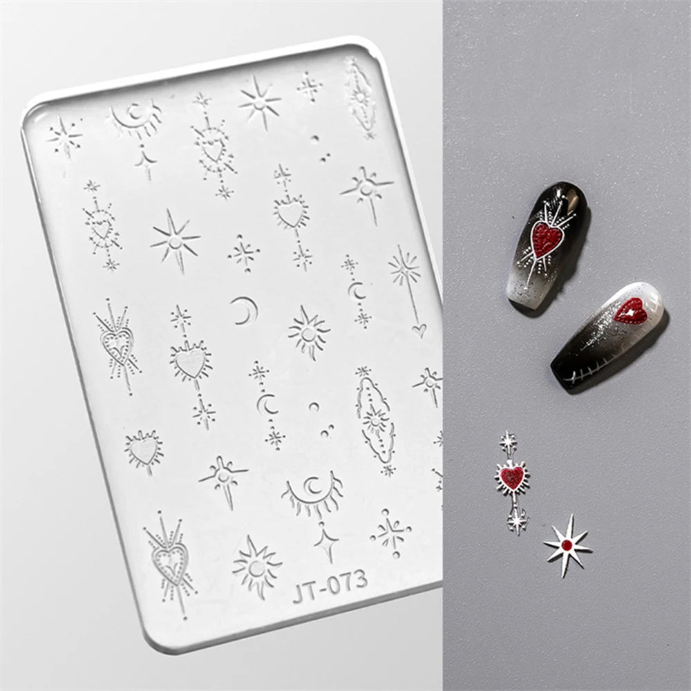 Silicone Nail Art Carving Mold – Butterfly Heart Star Moon