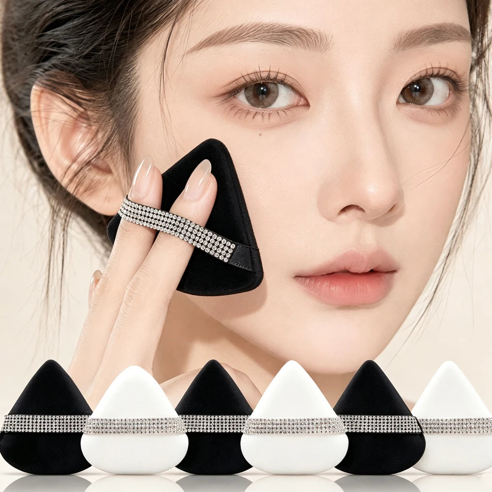 Triangle Velvet Powder Puff Set 3/6 Pcs – Soft Sponge
