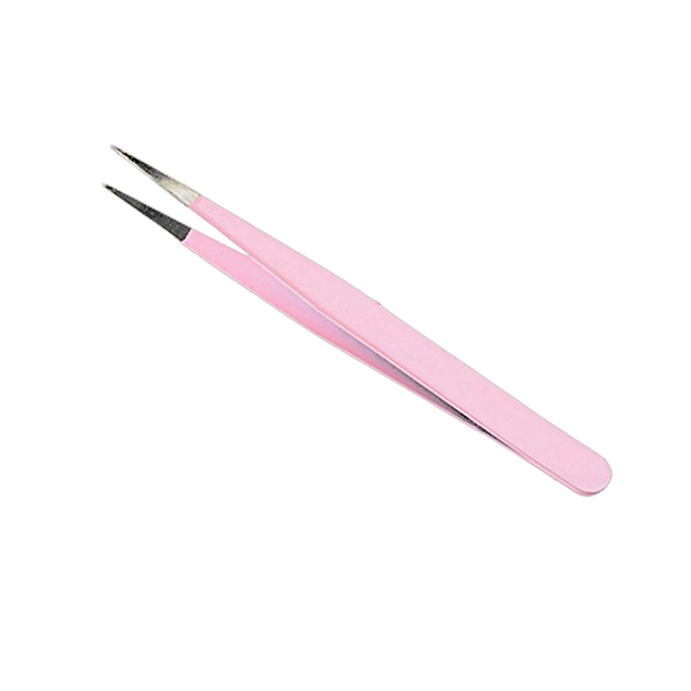 Pink Stainless Steel Eyelash Extension Tweezers – Straight & Curved Eyelash Tweezers PRIMED pink straight