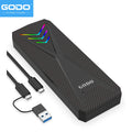 GODO RGB M.2 NVMe SATA SSD Enclosure USB-C Adapter | 10Gbps SSD Enclosure Adapter PRIMED 10Gbps NGFF NVME