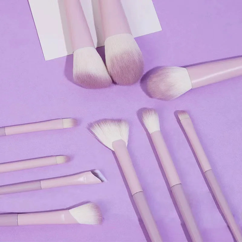 10-Piece Vegan Makeup Brush Set with Cylinder Bag