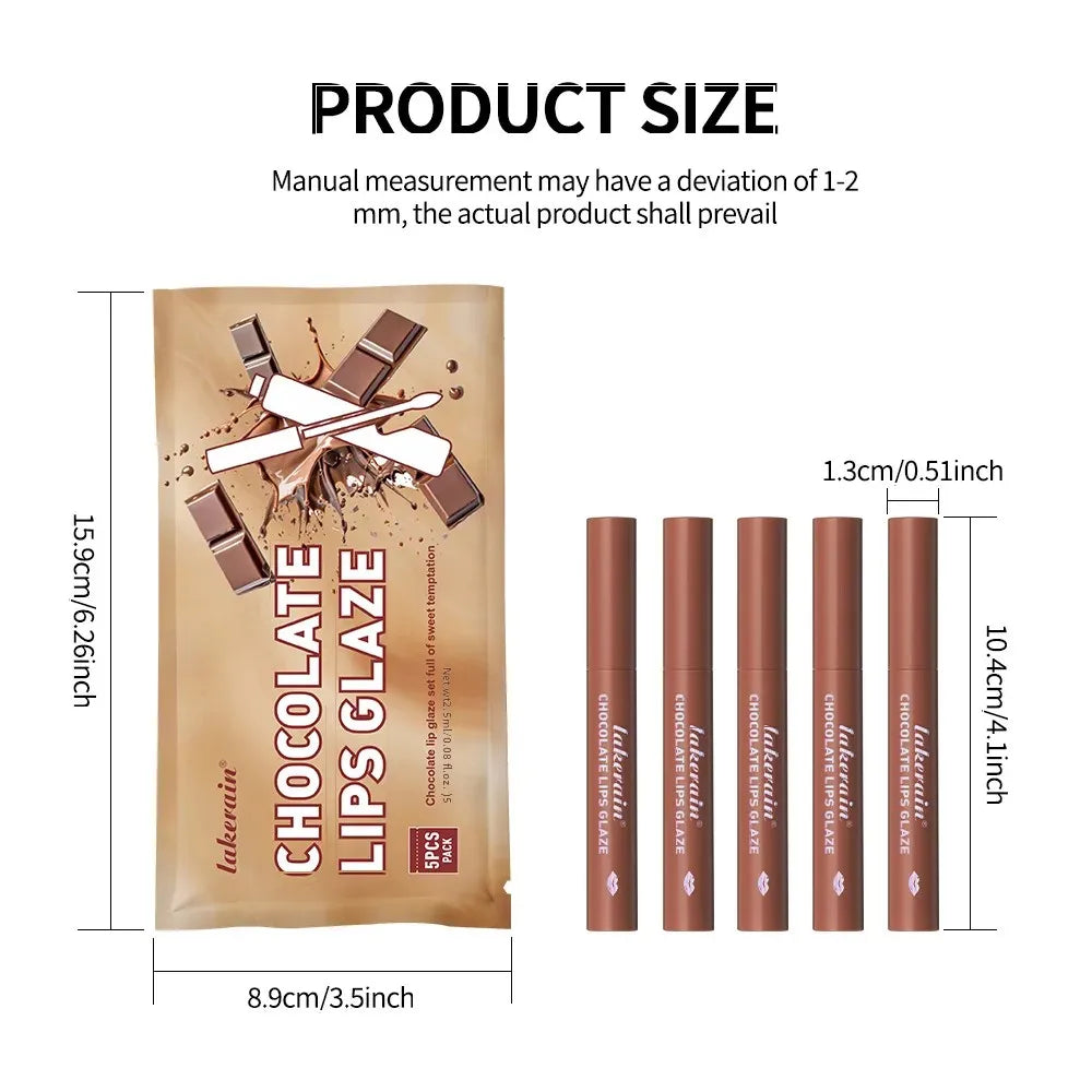 Lakerain Velvet Matte Lip Glaze Set – 5 Shades, Waterproof Matte Lip Glaze Set PRIMED