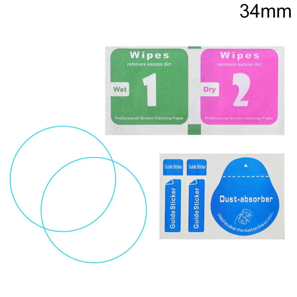 2-Pack Tempered Glass Watch Screen Protector 34–43mm Round Watch Screen Protector PRIMED 34mm