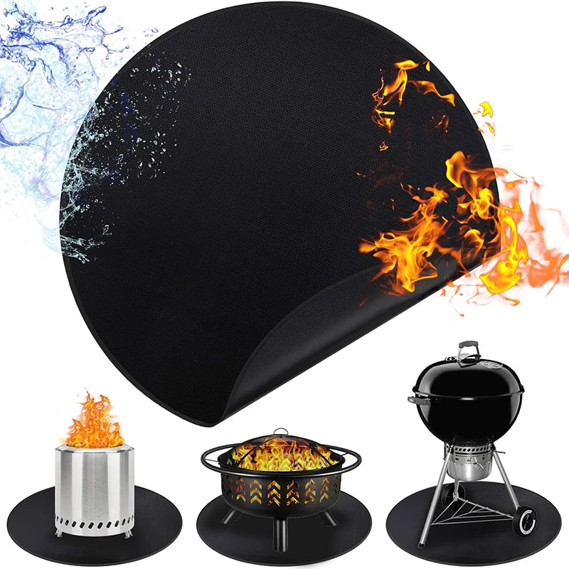 LMETJMA Round Fire Pit Mat – Fireproof BBQ Grill Pad for Deck Fire Pit Mat PRIMED
