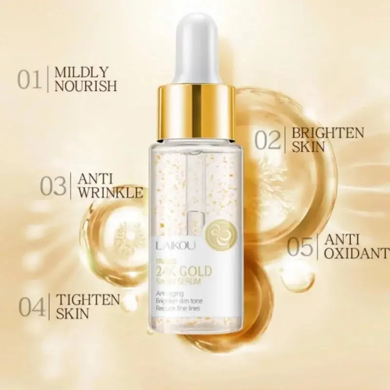 LAIKOU 24K Gold Snail Facial Serum – Hydrating & Brightening Facial Serum PRIMED