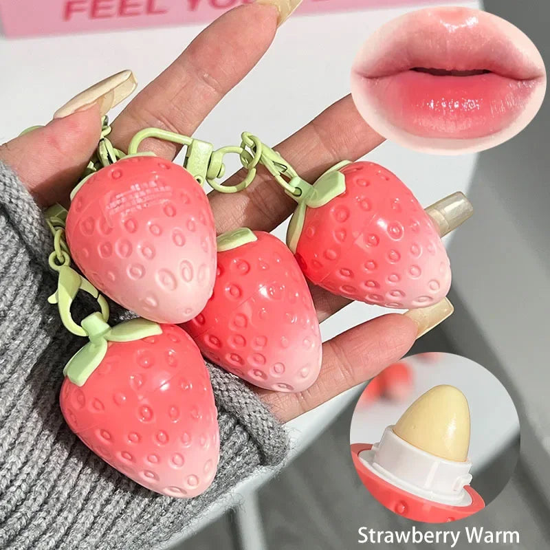 Strawberry Keychain Lip Balm – Color-Changing & Moisturizing