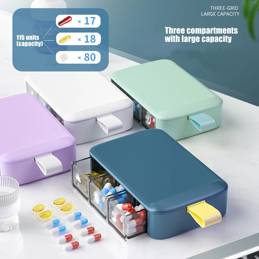 3-Compartment Pill Organizer with Timer | Travel Pill Box Pill Organizer PRIMED