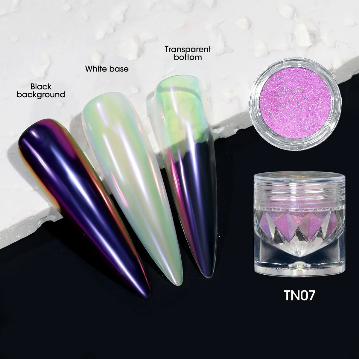 10-Color Aurora Chrome Nail Powder – Iridescent Chameleon Pigment