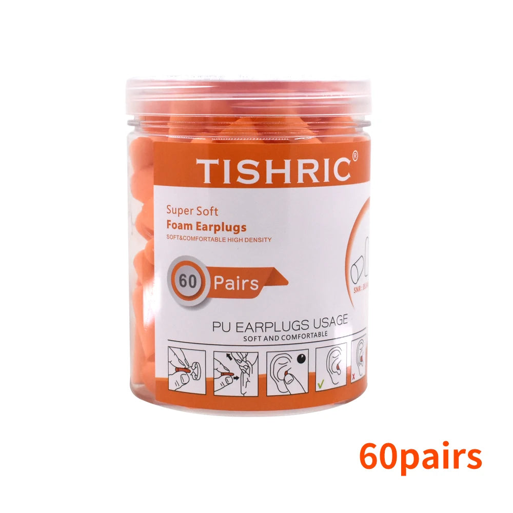 Soft PU Foam Earplugs 30/60 Pairs – 35.5dB Noise Reduction | TISHRIC Foam Earplugs PRIMED 60 pairs orange China Mainland