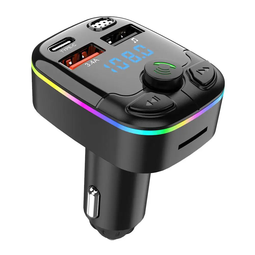 Bluetooth 5.0 FM Transmitter Car Charger – Type-C QC3.0 USB FM Transmitter Adapter PRIMED Type B