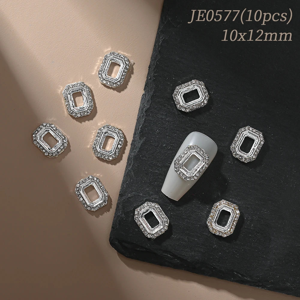 Vintage Hollow Frame Nail Charms Zircon Alloy 10/20Pcs Nail Art Charms PRIMED JE0577(10pcs)
