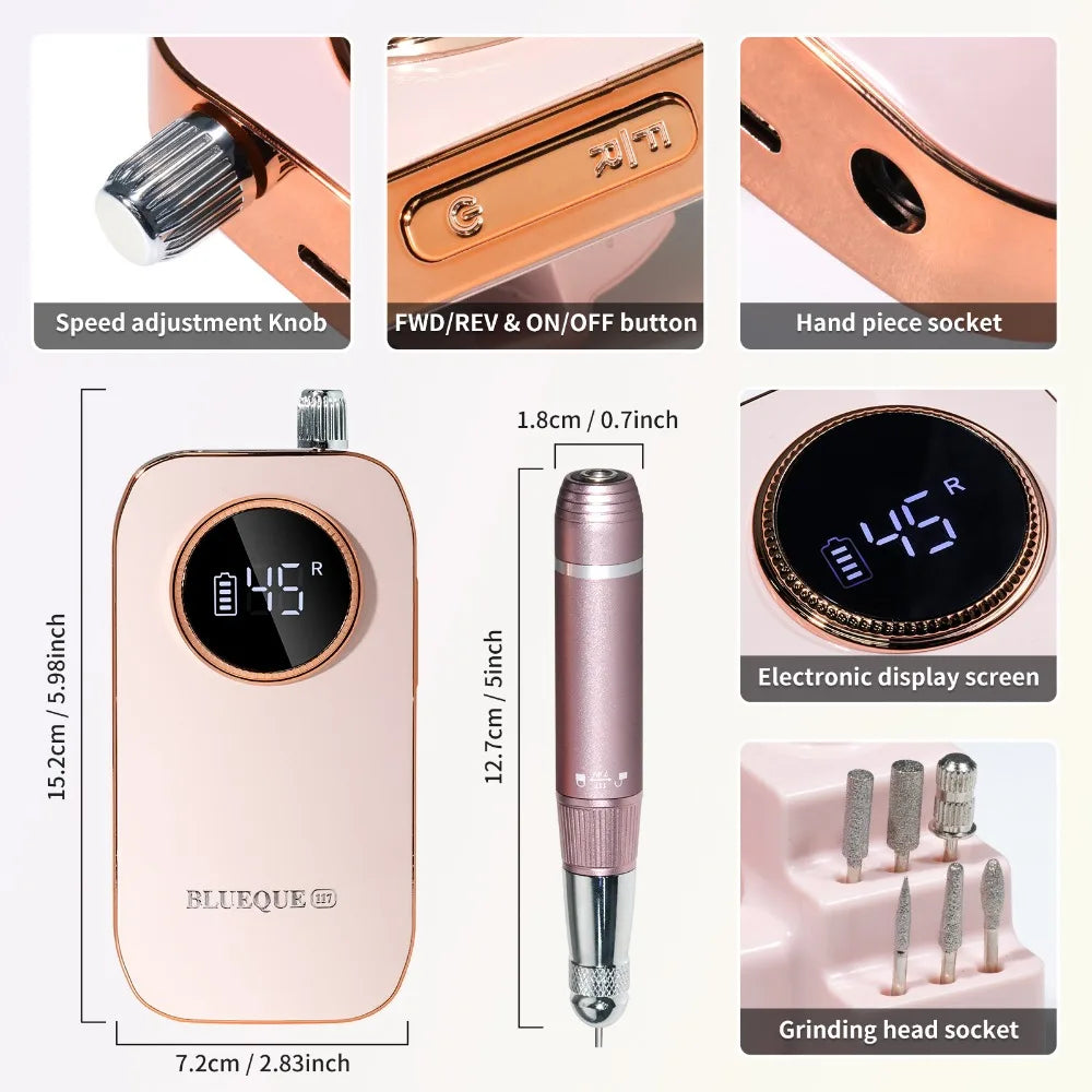 Professional Rechargeable Nail Drill Machine 45000 RPM Kit