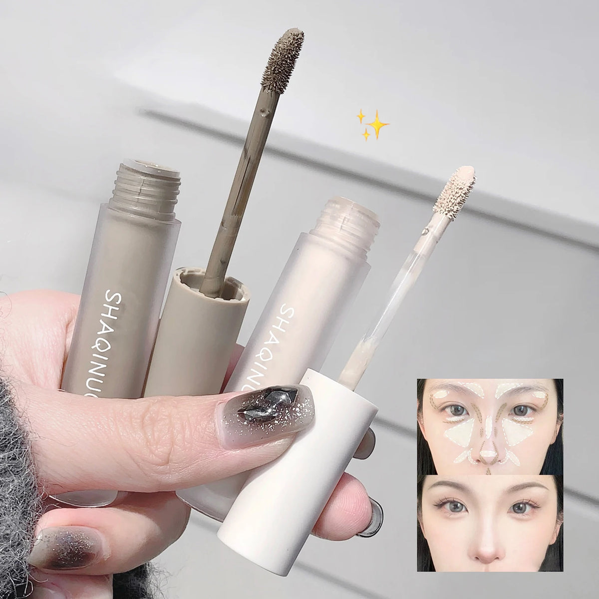 SHAQINUO 3D Liquid Contour Stick – Highlighter & Bronzer