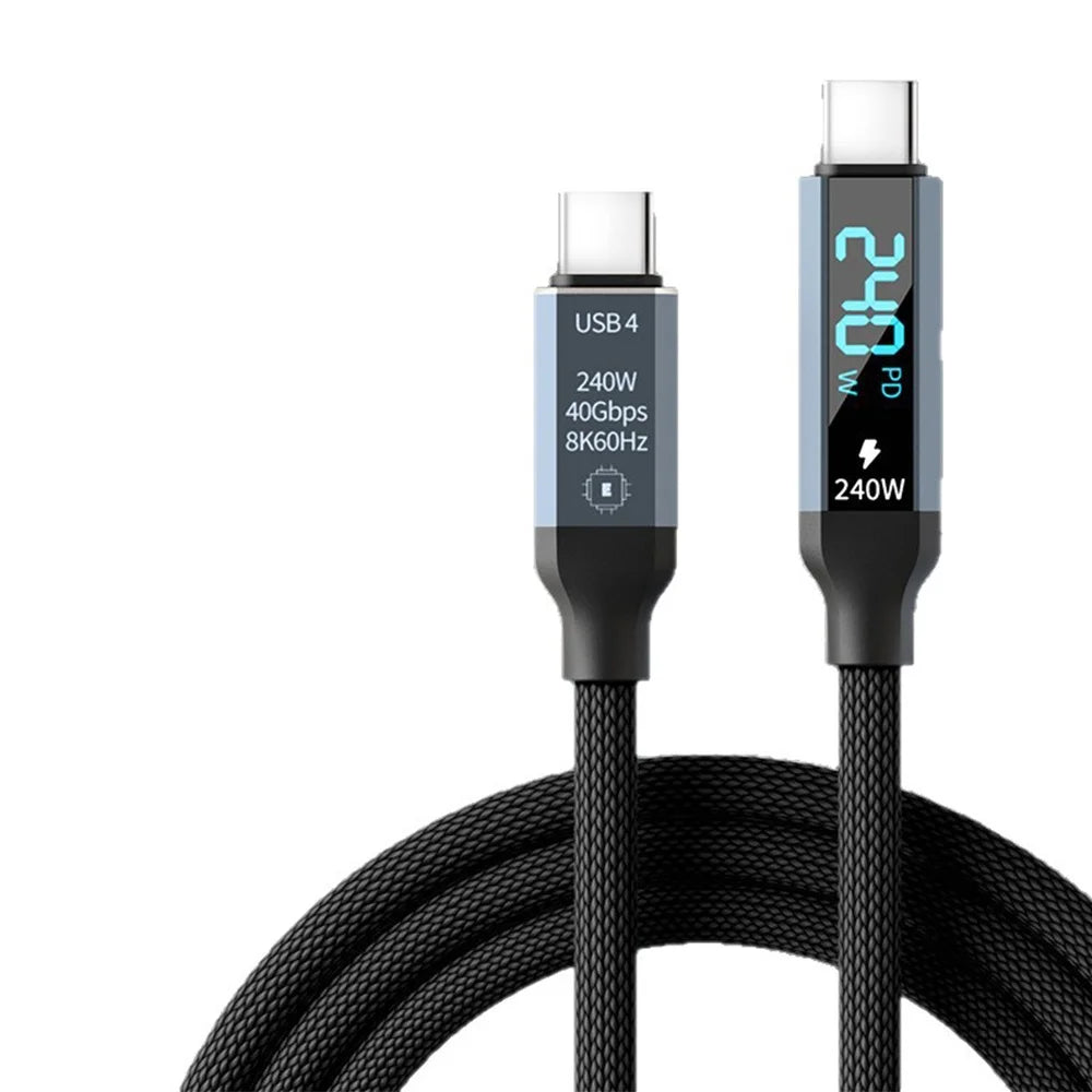USB4 Type-C Cable 240W Fast Charging 40Gbps 8K 60Hz USB4 Charging Cable PRIMED Black 1m