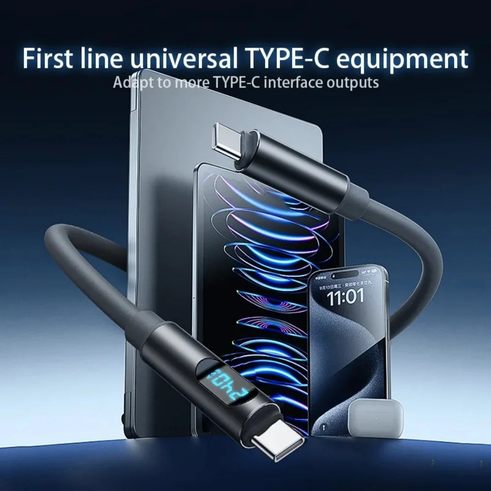 USB-C to USB-C PD Fast Charging Cable – LED Display, 6A USB-C Charging Cable PRIMED