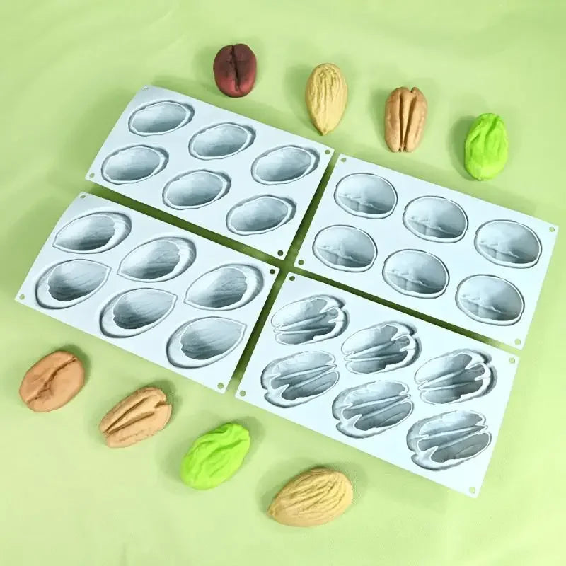 6-Cell Nut Design Silicone Mousse & Chocolate Mold Silicone Baking Mold PRIMED