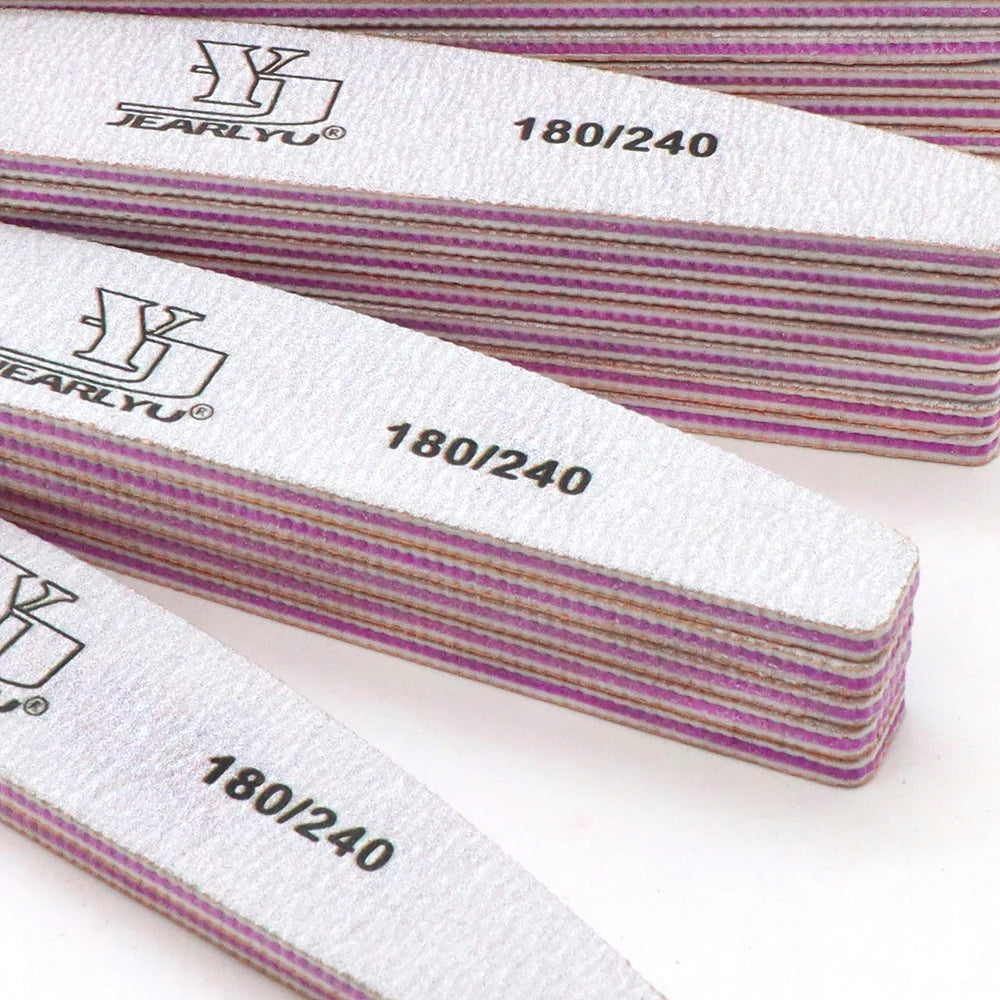 JEARLYU Half Moon Nail Files 180/240 Grit | 5–50 Pack Nail Files Set PRIMED