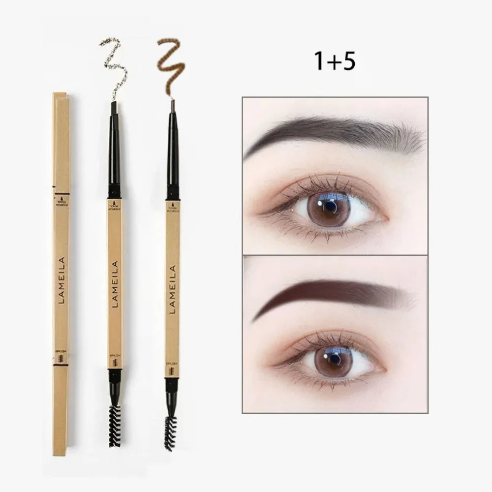 Ultra-Fine Double-Ended Waterproof Eyebrow Pencil – Light Brown Eyebrow Pencil PRIMED 01 Add 05-2Pcs