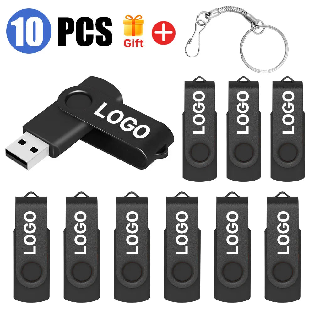 10-Pack Colored USB Flash Drives 1GB–64GB | Free Custom Logo USB Flash Drive PRIMED 256MX10PCS Black-10pcs
