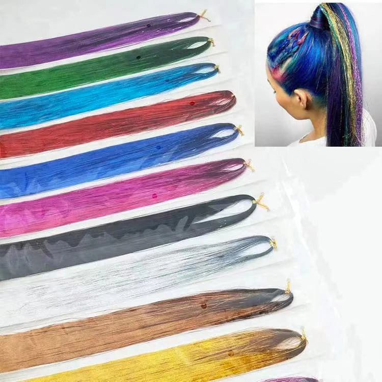 Holographic Hair Tinsel Extensions – Rainbow Glitter Strands Hair Tinsel Extensions PRIMED