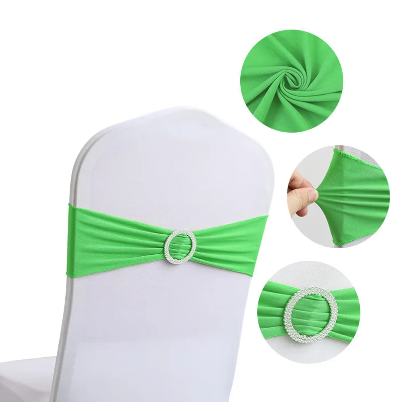 10 Pcs Spandex Chair Sashes with Buckle Slider | Wedding Décor