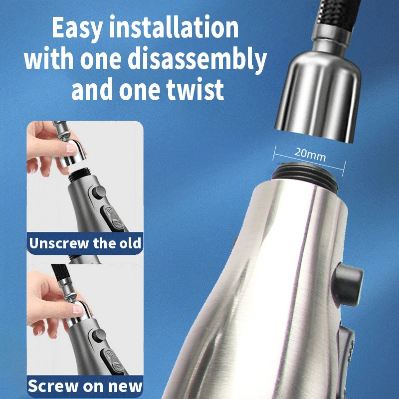 3-Function Kitchen Faucet Sprayer Head Replacement – 9 Nozzles Faucet Sprayer Head PRIMED