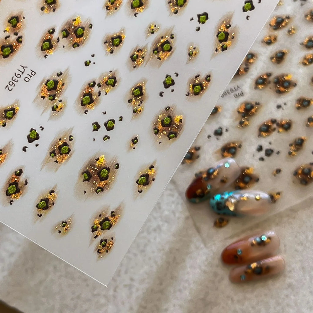 Leopard Amber Nail Stickers – Self-Adhesive Nail Art Decals Nail Art Stickers PRIMED