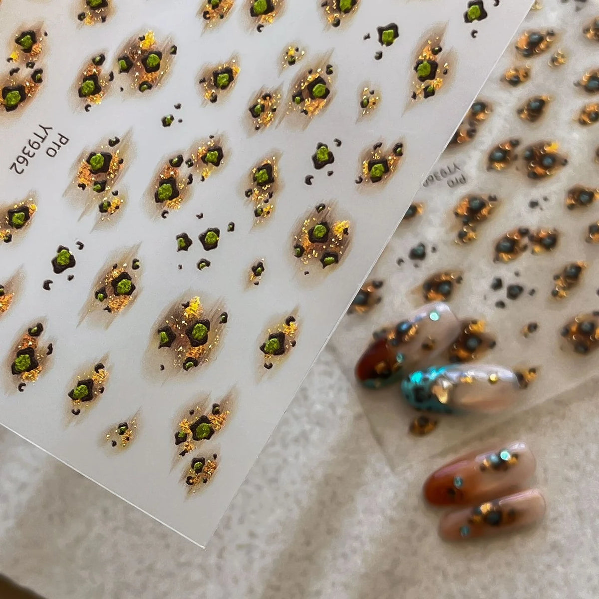 Leopard Amber Nail Stickers – Self-Adhesive Nail Art Decals Nail Art Stickers PRIMED