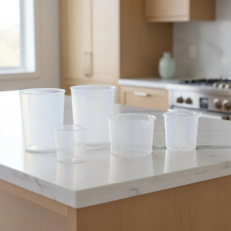 20PCS Mini Graduated Measuring Cups 30–100ml | Clear Plastic