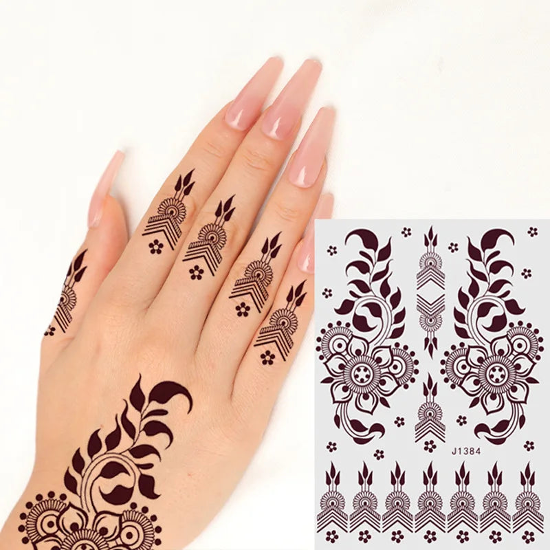 Henna Temporary Tattoo Stickers | Hand & Foot Body Art Temporary Tattoo Sticker PRIMED