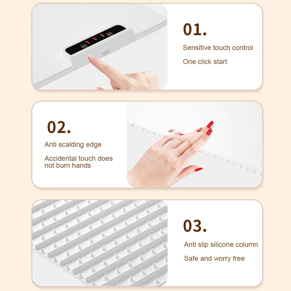 Electric Warming Tray Foldable Silicone Mat | 3 Temps 240W Electric Warming Tray PRIMED