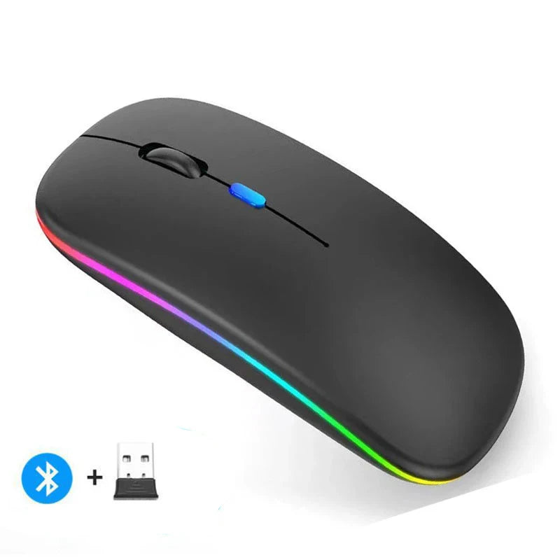 Wireless Bluetooth RGB Mouse – Silent, Rechargeable, LED Backlit Wireless Gaming Mouse PRIMED LED-Black A