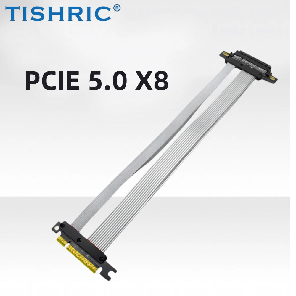 TISHRIC PCIe 5.0 x8 Riser Extension Cable 30CM 32GB/s Shielded PCIe Riser Cable PRIMED