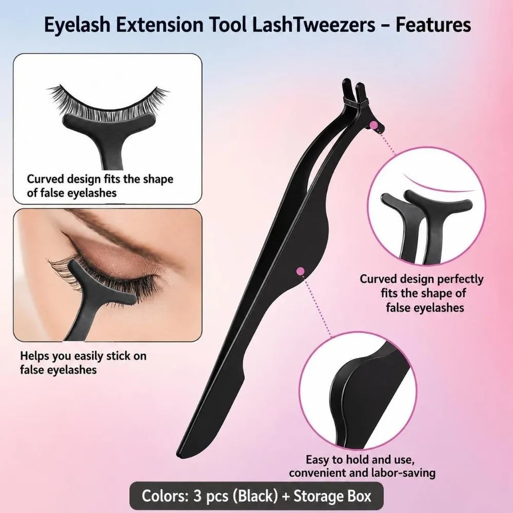 Stainless Steel Tweezers Set 3/6Pcs – Eyebrow & Eyelash Tool