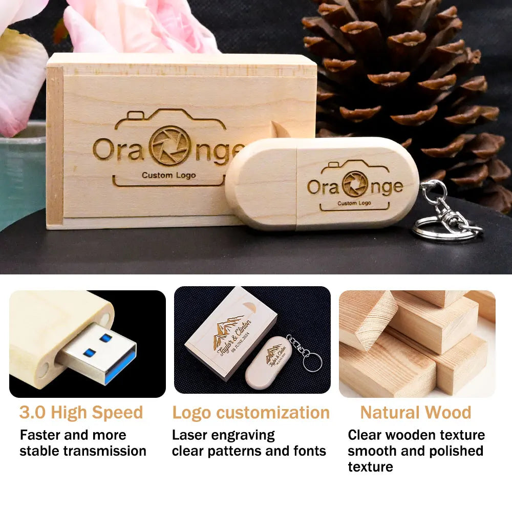 64GB Wooden Bamboo USB 3.0 Flash Drive – Free Custom Logo USB Flash Drive PRIMED