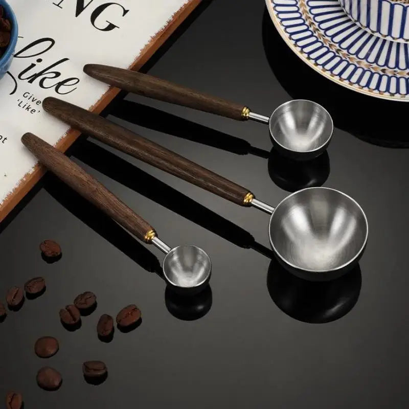 Walnut Wood Stainless Steel Coffee Measuring Spoon Scoop