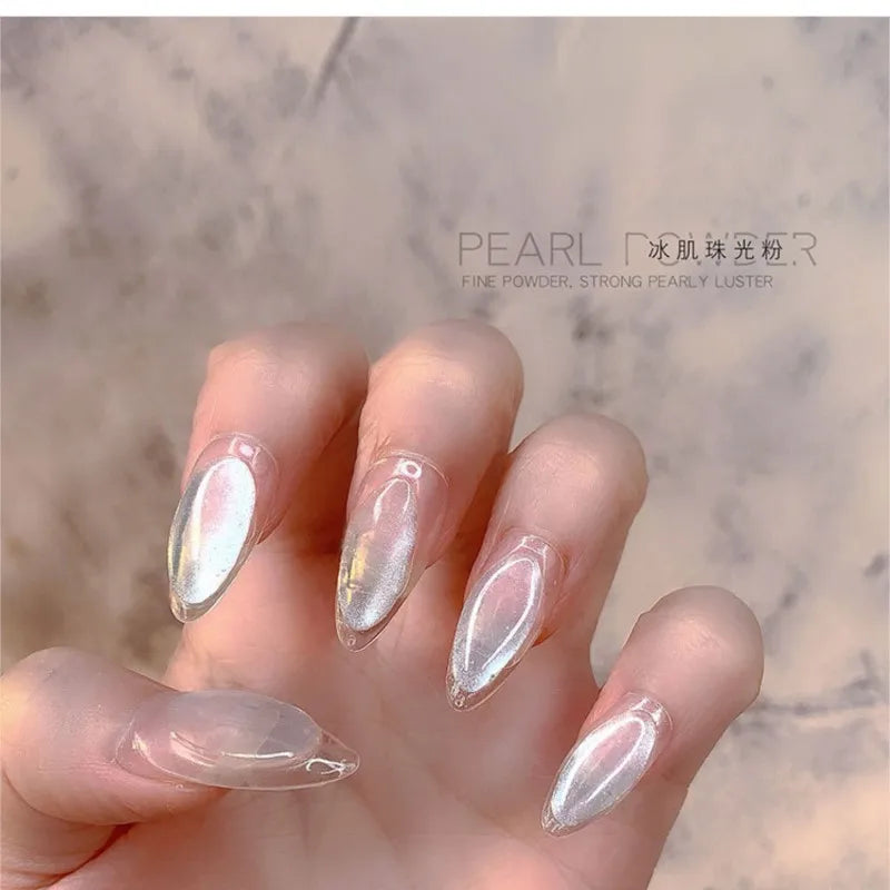 Pearl Aurora Chrome Nail Glitter Powder – Mirror Shimmer Effect Nail Glitter Powder PRIMED