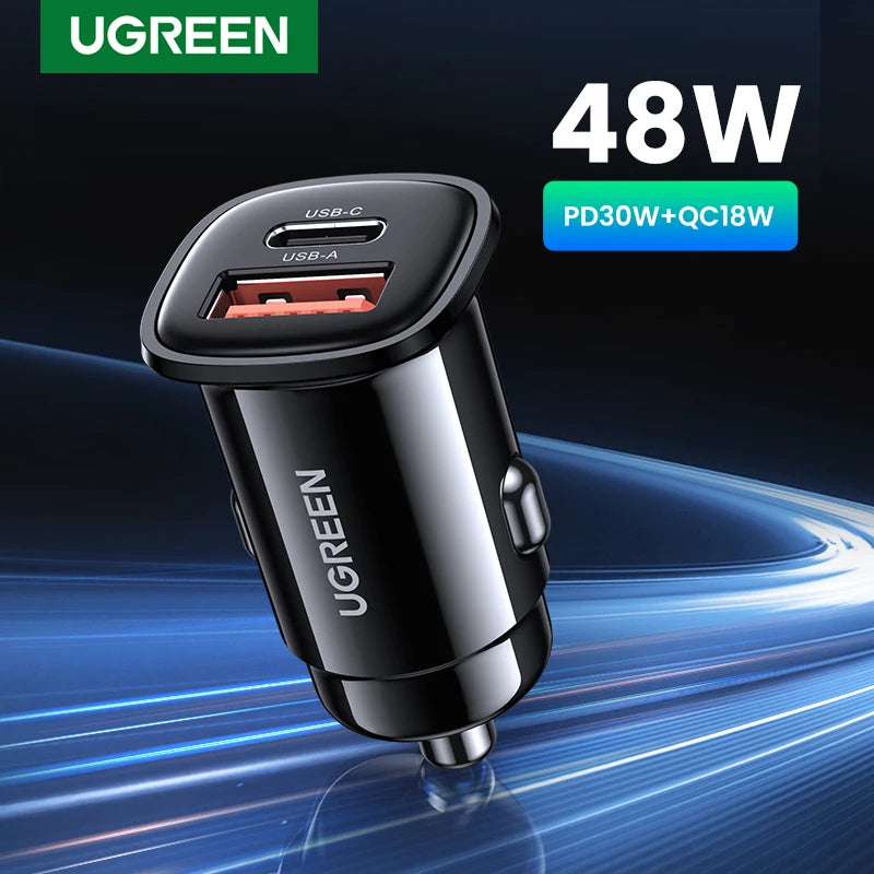 UGREEN 30W USB-C Car Charger PD 3.0 & QC 3.0 Dual Port USB Car Charger PRIMED