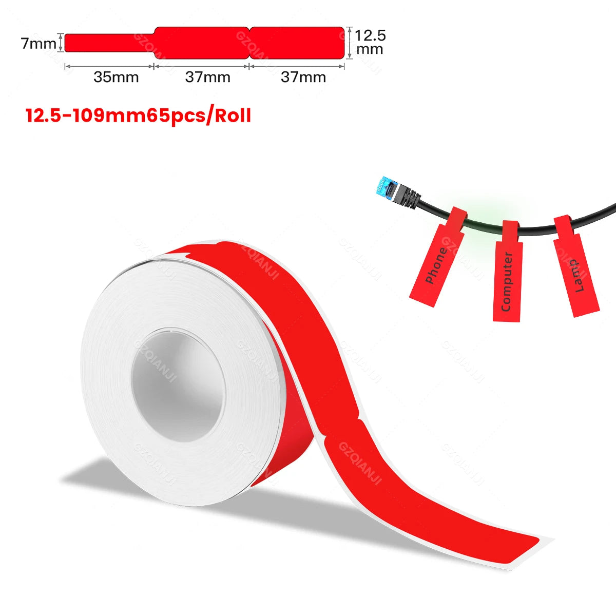 P15 Thermal Label Rolls – Multi-Size White & Transparent Stickers Thermal Label Rolls PRIMED Red Cable