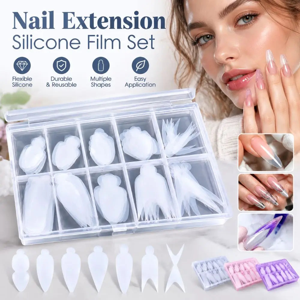 120Pcs Reusable Nail Extension Dual Forms Silicone Kit + Storage Box