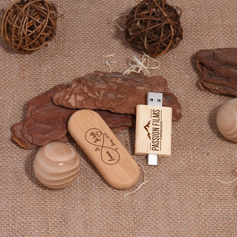 50-Pack Wooden USB 3.0 Type-C Flash Drive | Custom Logo USB Flash Drive PRIMED