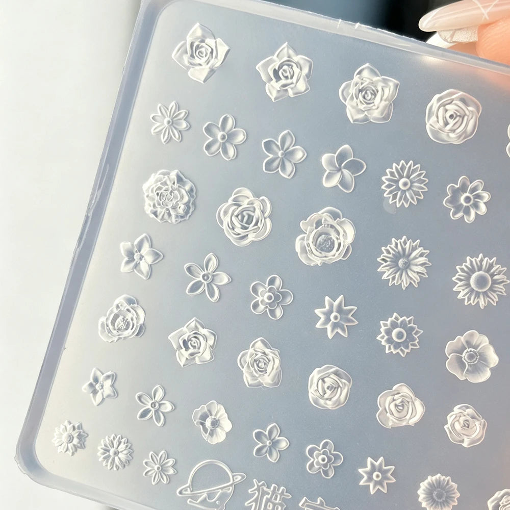 3D Floral Silicone Nail Art Mold – Rose & Mixed Flower DIY