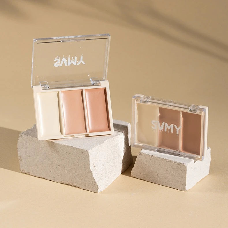 Tri-Color Cream Concealer – Full Coverage, Oil Control Cream Concealer Palette PRIMED