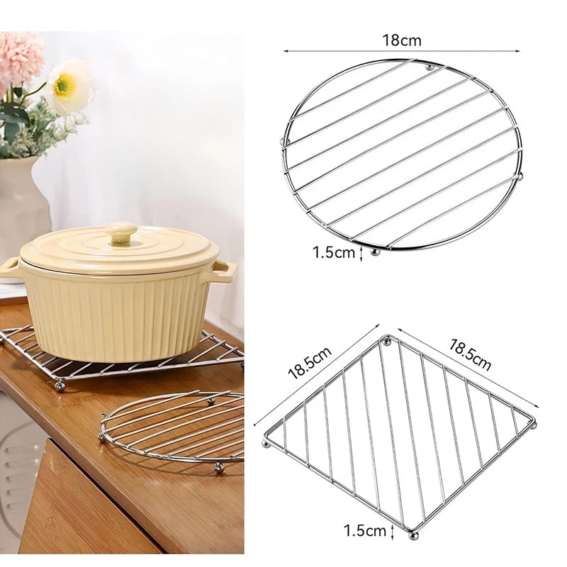 LMETJMA Stainless Steel Trivet Hot Pad – Square Table Mat Kitchen Trivet Hot Pad PRIMED