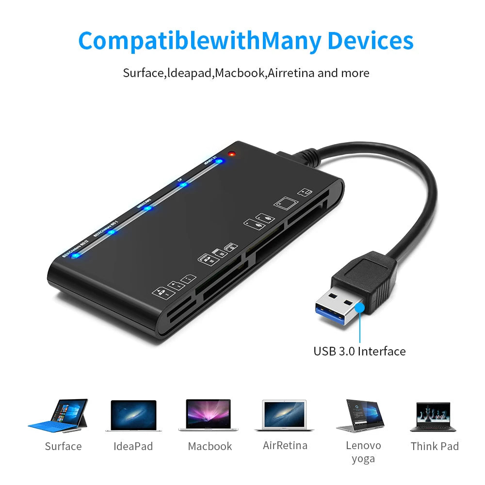 UTHAI CR7 USB 3.0 7-in-1 Card Reader – CF SD TF XD MS USB Card Reader PRIMED