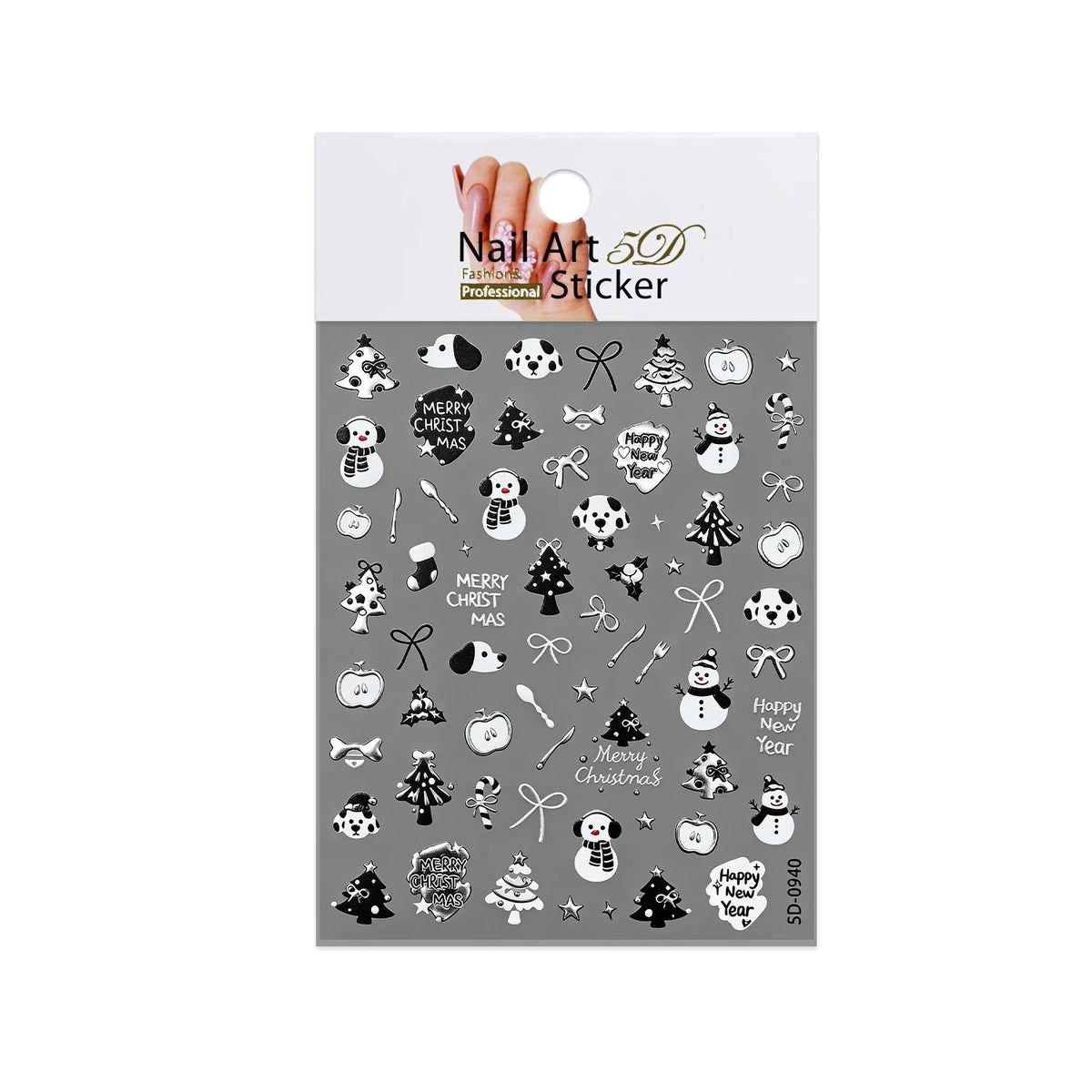 Christmas Tree Silvery Foil Nail Art Stickers – Holiday Decals