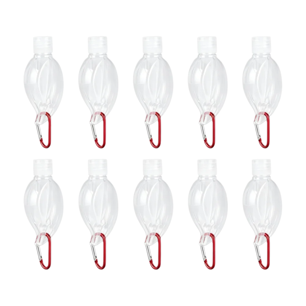 10-Pack 50ml Travel Bottles with Flip Cap & Keychain
