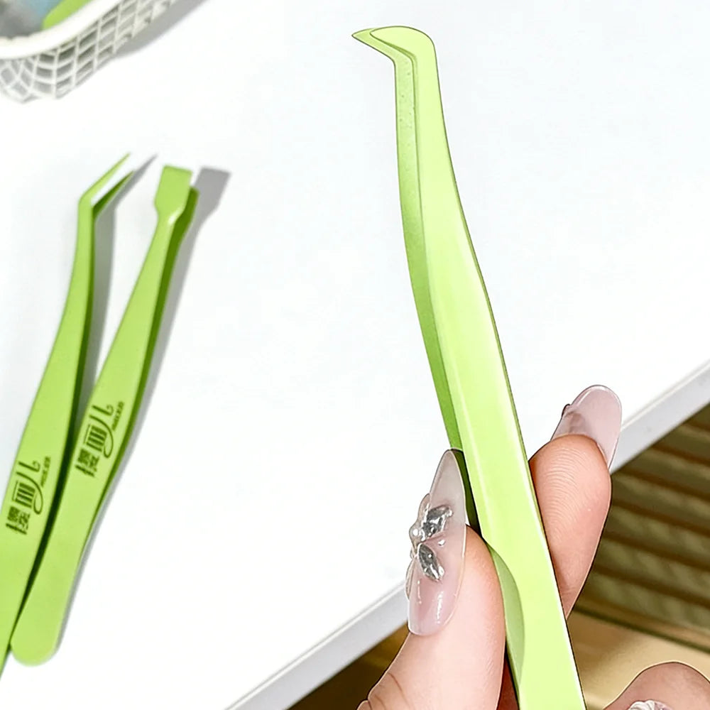 Stainless Steel Eyelash Tweezers – False Lash Extension Clips