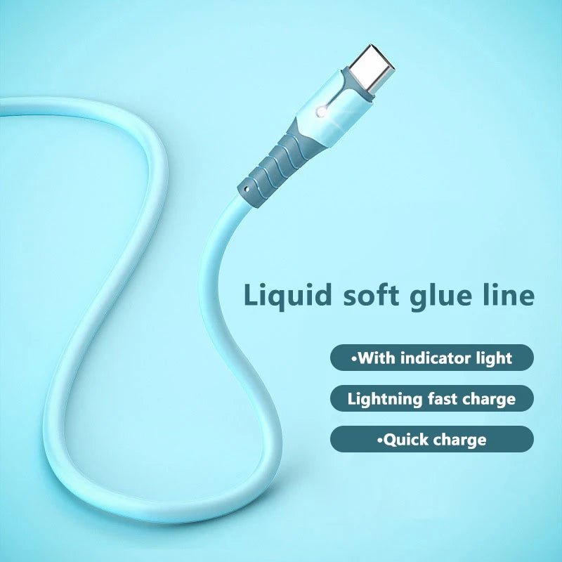 UTHAI USB-C LED Fast Charging Cable – Liquid Silicone Android USB-C Charging Cable PRIMED